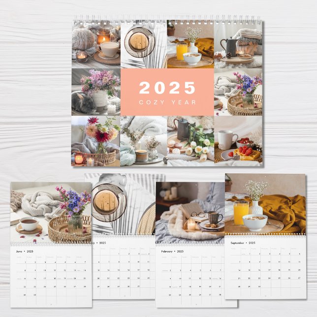 Cozy Year Photo Collage Modern 2025 Calendar (Creator Uploaded)