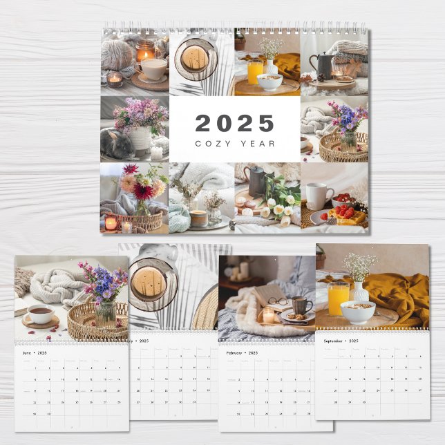 Cozy Year Photo Collage Modern 2025 Calendar (Creator Uploaded)