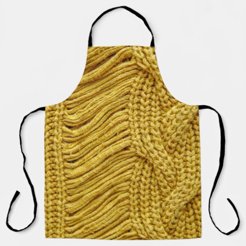 Cozy Yellow Sweater Textured Background Apron