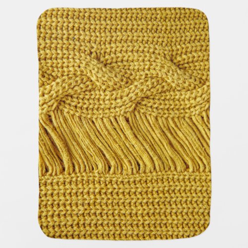 Cozy Yellow Sweater Textured Background Baby Blanket