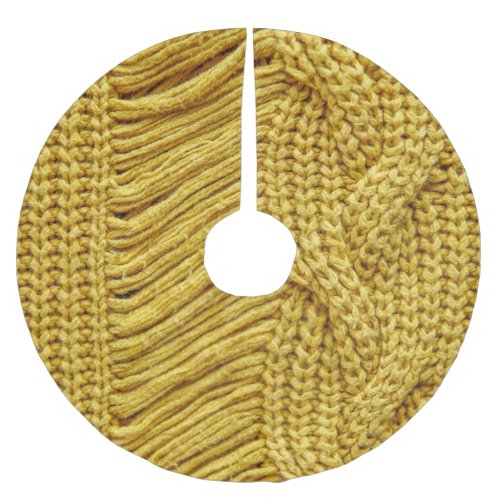 Cozy Yellow Sweater Textured Background Brushed Polyester Tree Skirt