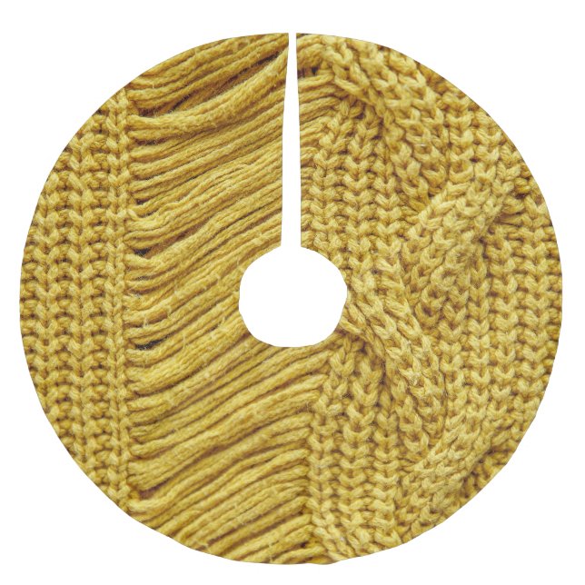 Cozy Yellow Sweater: Textured Background Brushed Polyester Tree Skirt (Front)