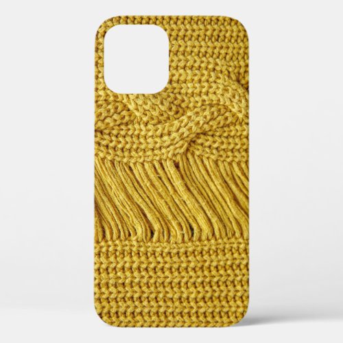 Cozy Yellow Sweater Textured Background iPhone 12 Case