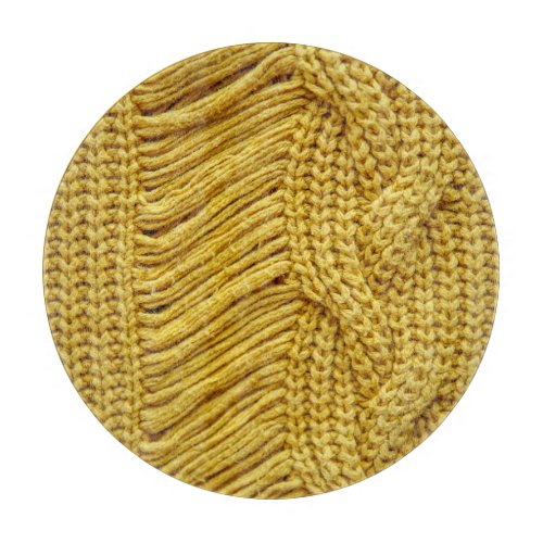 Cozy Yellow Sweater Textured Background Cutting Board