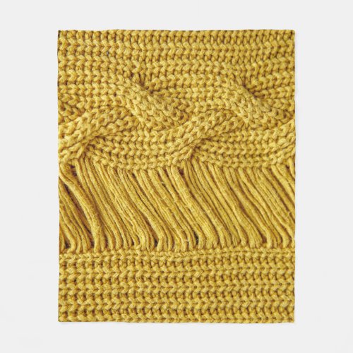 Cozy Yellow Sweater Textured Background Fleece Blanket