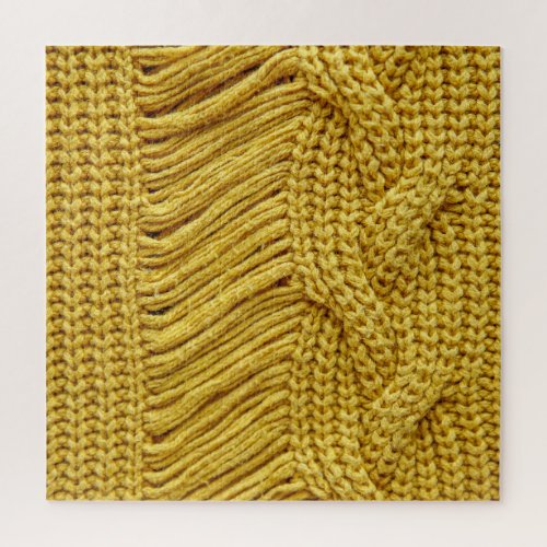 Cozy Yellow Sweater Textured Background Jigsaw Puzzle