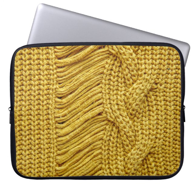 Cozy Yellow Sweater: Textured Background Laptop Sleeve (Front)