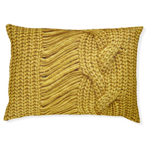 Cozy Yellow Sweater Textured Background Pet Bed