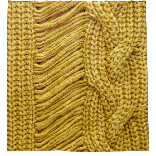Cozy Yellow Sweater Textured Background Shower Curtain
