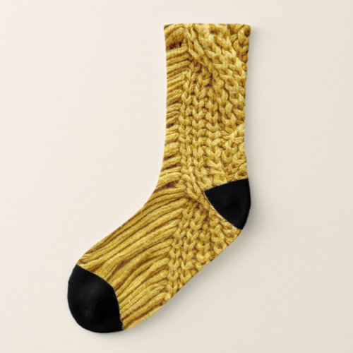 Cozy Yellow Sweater Textured Background Socks