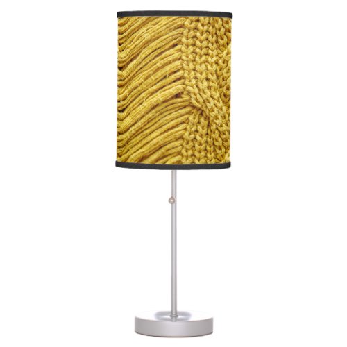 Cozy Yellow Sweater Textured Background Table Lamp
