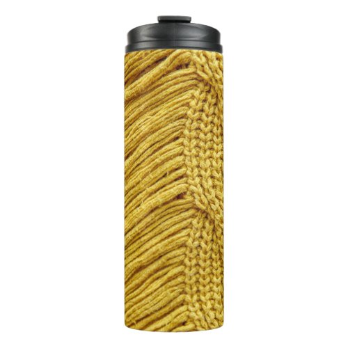 Cozy Yellow Sweater Textured Background Thermal Tumbler