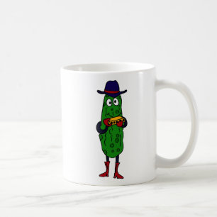 CP- Funny Pickle Playing Harmonica Cartoon Coffee Mug