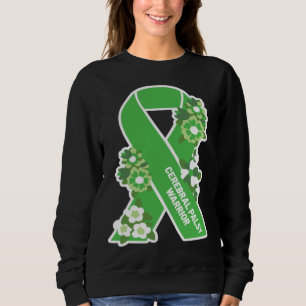 CP Green Ribbon and Flowers Women s Cerebral Palsy Sweatshirt