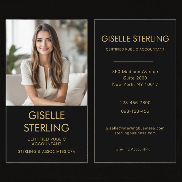 Cpa Accountant Black Gold Photo Business Card