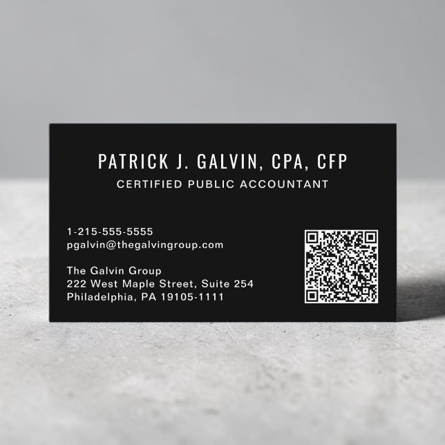 CPA Accountant Black QR Code Business Card (CPA Accountant Black QR Code Business Card)