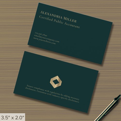 CPA Accountant Business Card with Legal Disclosure