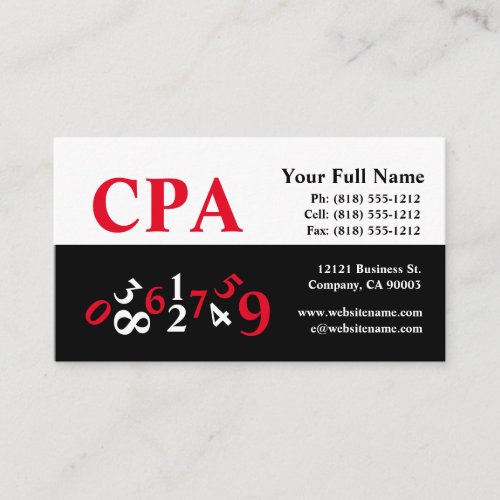 CPA Accountant Business Cards Card