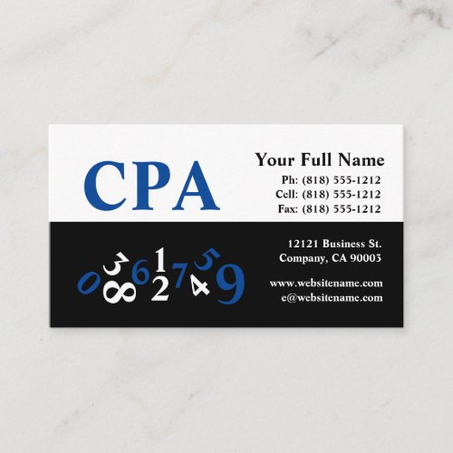 CPA Accountant Business Cards Card Blue