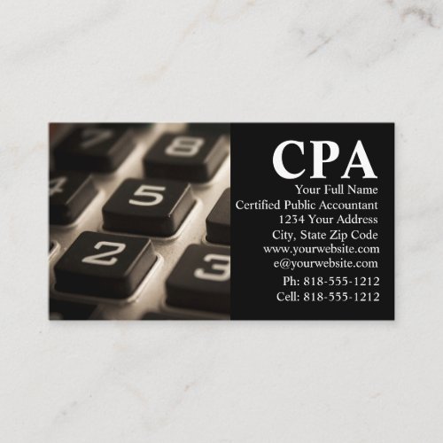 CPA Accountant Certified Public Accountants Business Card