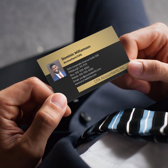 CPA | Accountant Professional Black | Gold  Busine Business Card (Creator Uploaded)