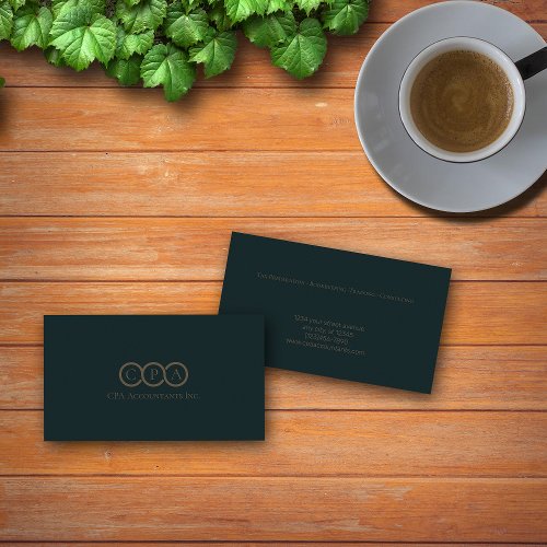 CPA  Accountant Professional Dark Green  Gold Business Card