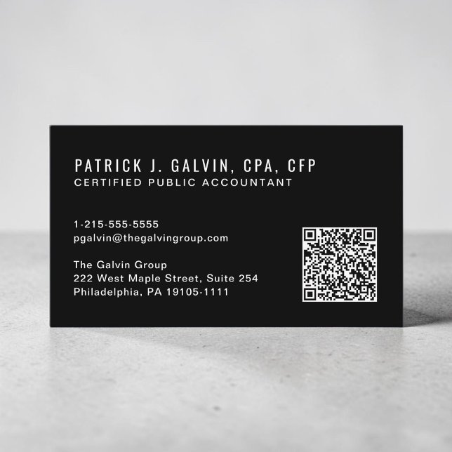 CPA Accountant QR Code Black Business Card (CPA Accountant QR Code Black Business Card)