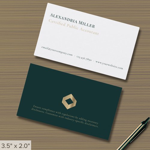 CPA Business Card with Legal Disclosure