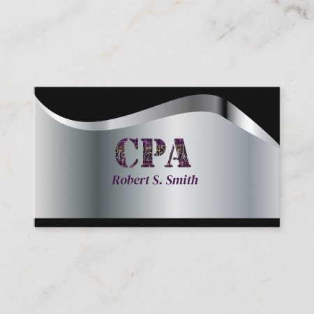 Cpa Certified Public Account Black& Silver  Business Card