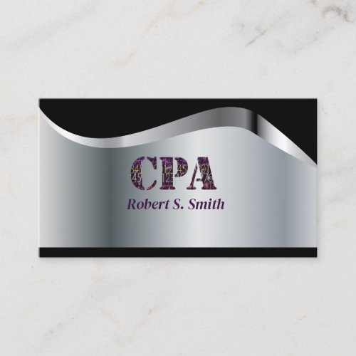 CPA Certified Public account Black Silver  Business Card