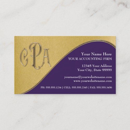 CPA Certified Public Accountant Business Taxes Business Card