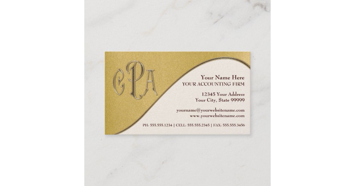 Cpa Certified Public Accountant Business Taxes Business Card