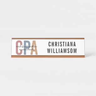 CPA Certified Public Accountant Desk Name Plate