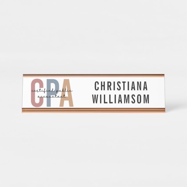 CPA Certified Public Accountant Desk Name Plate (Front)