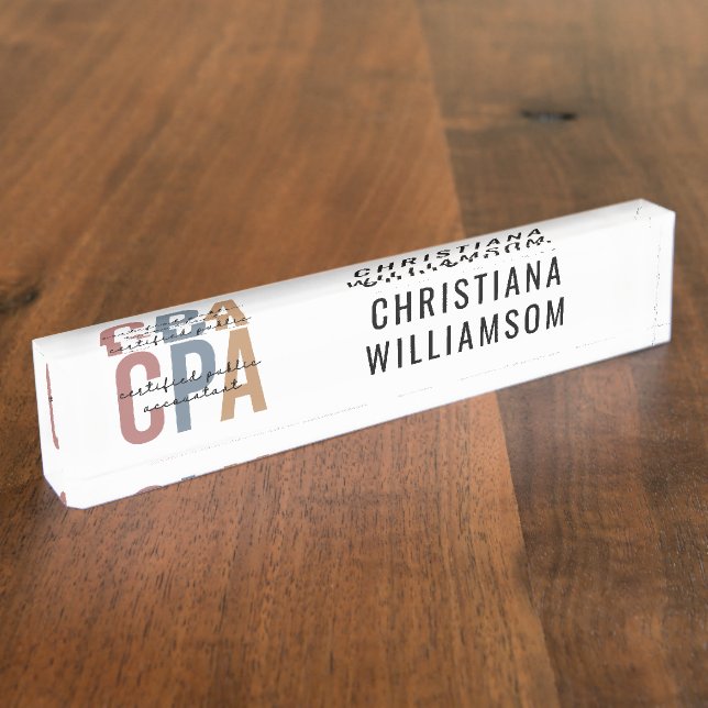 CPA Certified Public Accountant Desk Name Plate (Side)