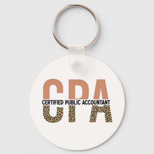 CPA Certified Public Accountant Leopard Print Keychain