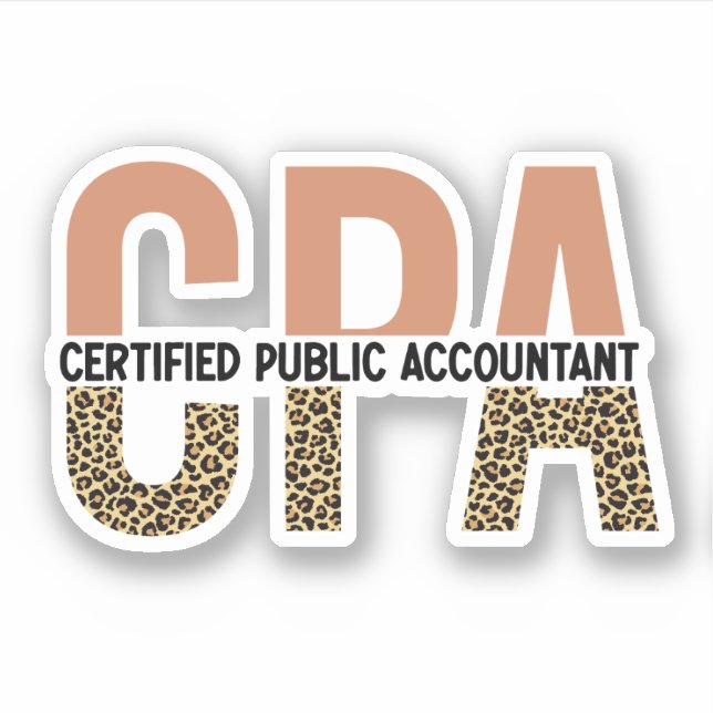 CPA Certified Public Accountant Leopard Print Sticker (Front)