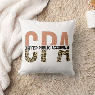 CPA Certified Public Accountant Leopard Print Throw Pillow