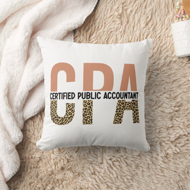 CPA Certified Public Accountant Leopard Print Throw Pillow (Blanket)