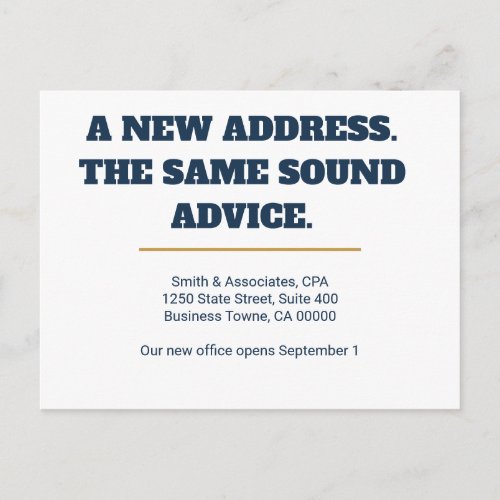 CPA Change of Address Template Postcard