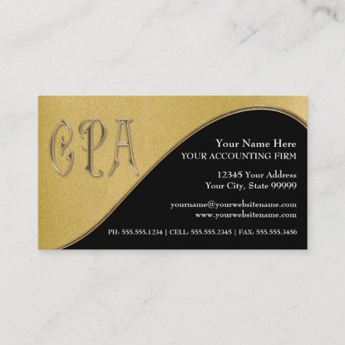 CPA Gold n Black Certified Public Accountant Business Card