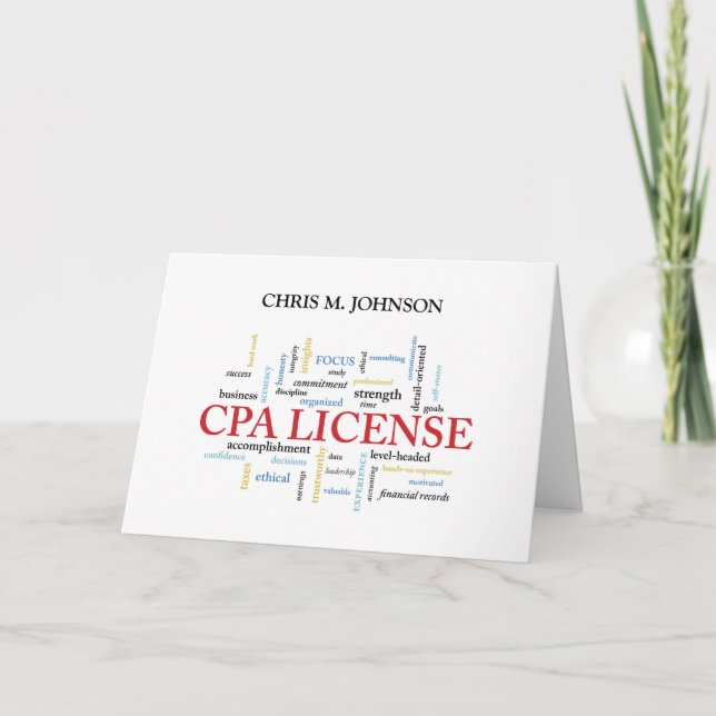 CPA License Custom Name Congratulations in Words Card (Front)