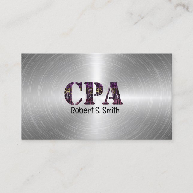CPA logo Certified Public account Silver  Business Card (Front)