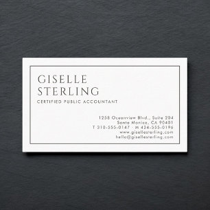 CPA Luxury Minimalist Black White Business Card
