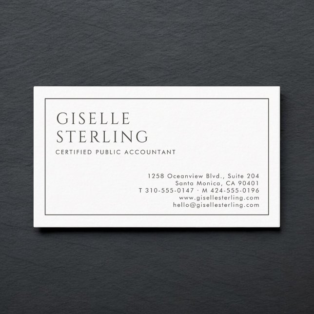 CPA Luxury Minimalist Black White Business Card (Creator Uploaded)
