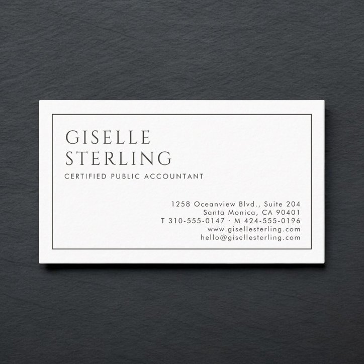 Cpa Luxury Minimalist Black White Business Card