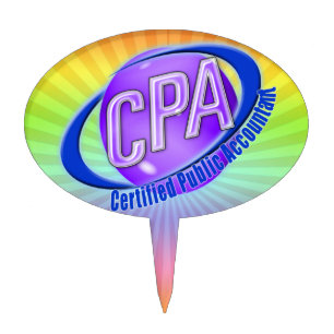 CPA ORB SWOOSH LOGO CERTIFIED PUBLIC ACCOUNTANT CAKE TOPPER