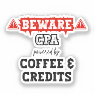 CPA Powered By Coffee & Credits   Funny Accountant Sticker