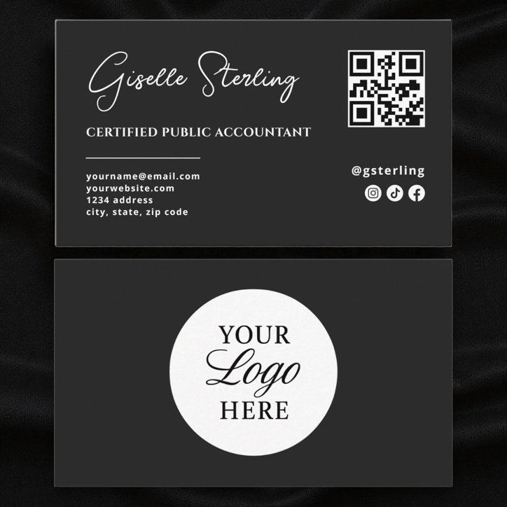 Cpa Tax Accountant Preparer QR Code Script Business Card