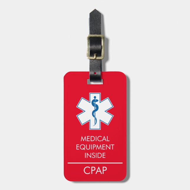 CPAP or Medical Alert Carry On Luggage Tag (Front Vertical)